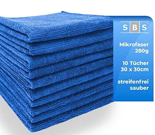 10 x SBS Mikrofasertücher 30 x 30 cm blau Microfasertuch Mikrofaser Tuch Microfasertücher - 3