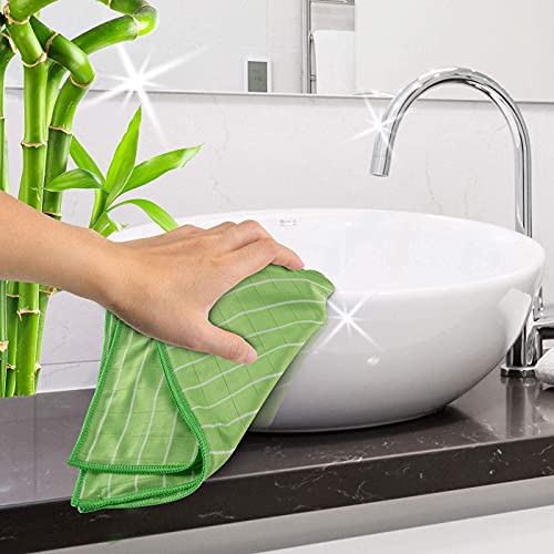 POLYCLEAN Glaspoliertuch MT-2830 – Microfasertuch mit Bambus für streifenfreie Gläser – 60×40 cm, 2er Set (2) - 5