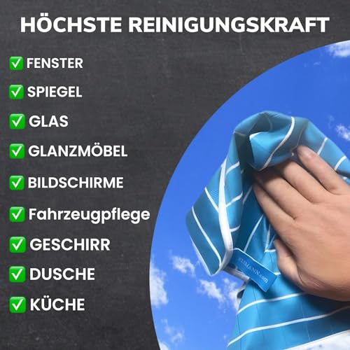 1er Bambus Hochglanz Reinigungstuch Bambustuch Poliertuch Fenstertuch Glaspoliertuch Antibakterielles Geschirrtuch Putztuch Tuch für streifenfreien und fusselfreien Glanz im Haushalt Büro und Auto - 2