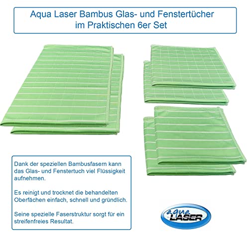 AQUA LASER BAMBUS Mikrofaser Glas – und Fenstertücher Poliertuch 6er Set - 4