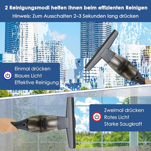 Akku Fenstersauger mit Teleskopstiel für optimale Reinigung - 2