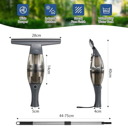 Akku Fenstersauger mit Teleskopstiel für optimale Reinigung - 4